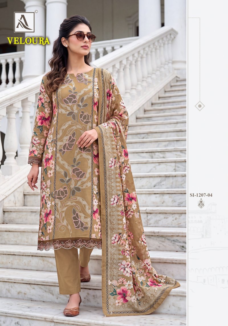 Veloura By Alok Viscose Maslin Printed Dress Material 